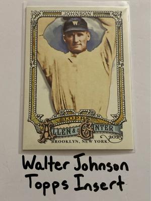 Walter Johnson Washington Nationals Hall of Fame Pitcher Topps Short Print Insert Card. SP332. 