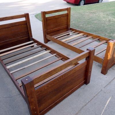 solid oak twin bed frame
