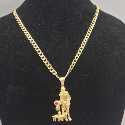 Cuban link chain charm w/ San Lazaro 