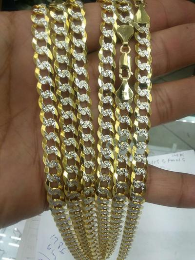 Diamond Cut Cuban Link Chain 14k Gold 