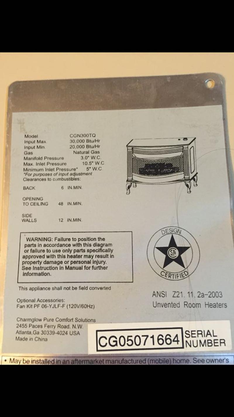 Almost new Charmglow gas heater for sale in Bryson, TX - 5miles: Buy and  Sell