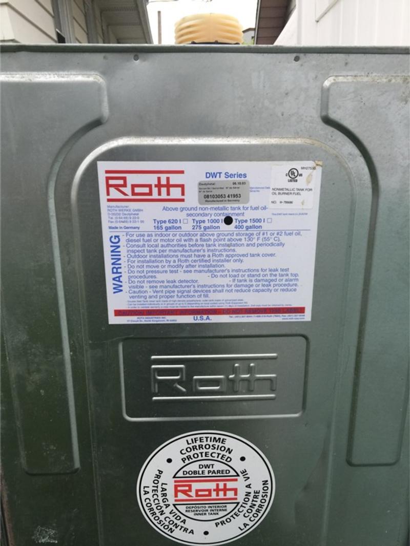 Roth 275 gal Oil Tank for sale in Linden, NJ 5miles Buy and Sell