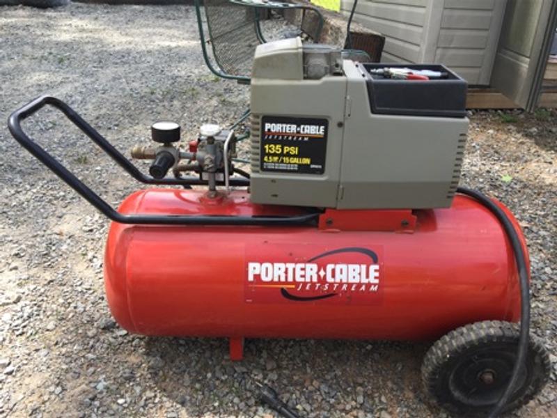 Porter cable 15 gallon air compressor, hoses and air tank for sale in