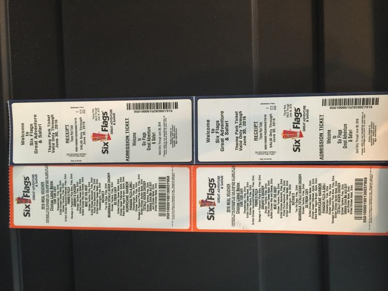 2 Six flags Great Adventure Tickets & and food voucher for sale in