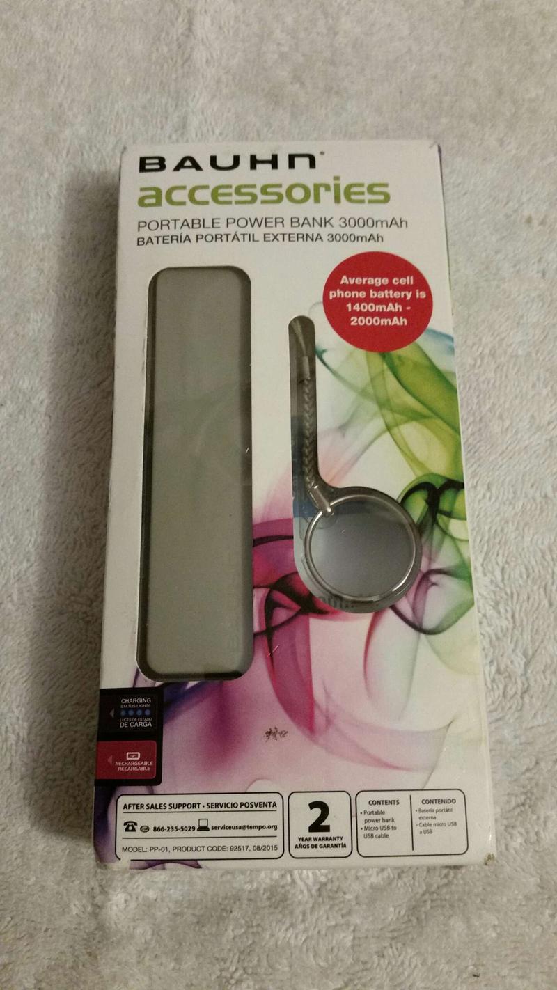 Bauhn 3000mAh portable power bank cell phone USB charger gray for sale