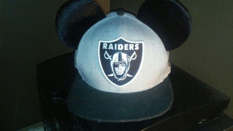 A custom Raider cap with Mickey Mouse 