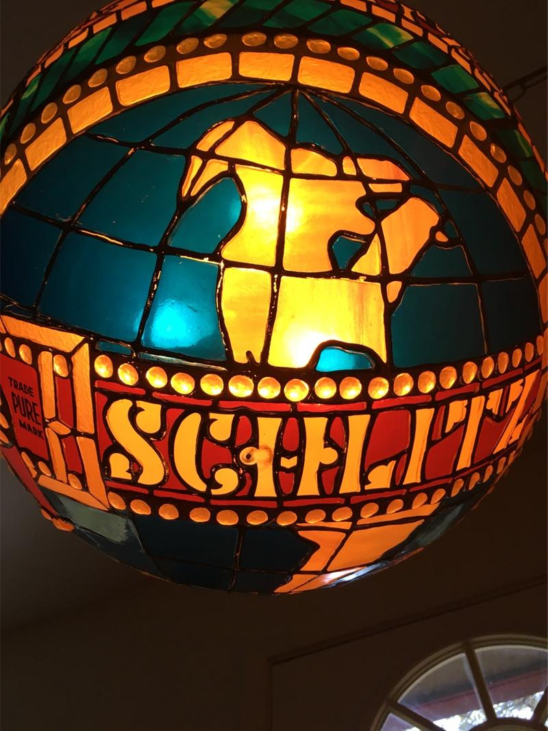 Vintage Schlitz Beer tiffany style globe hanging lamp for sale in