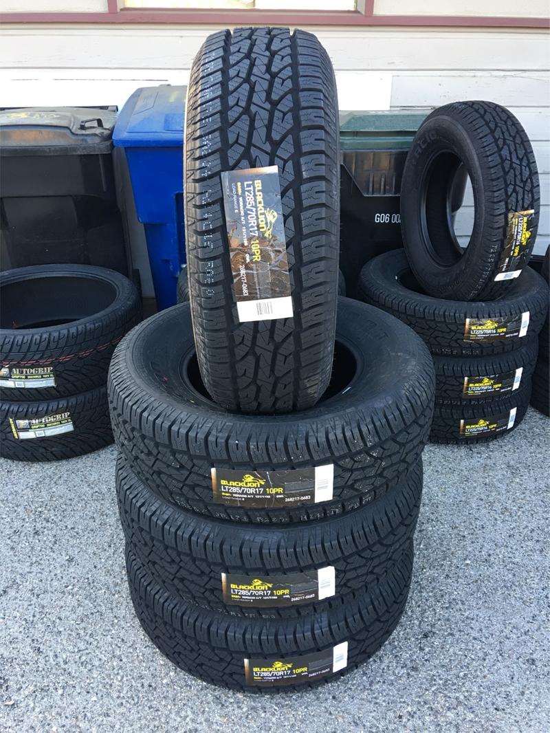 Brand new set of (4) LT285/70R17 Blacklion Voracio A/T tires for sale