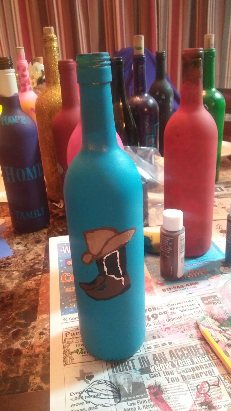 Decorated western wine bottle for sale in Godley, TX 5miles Buy and Sell