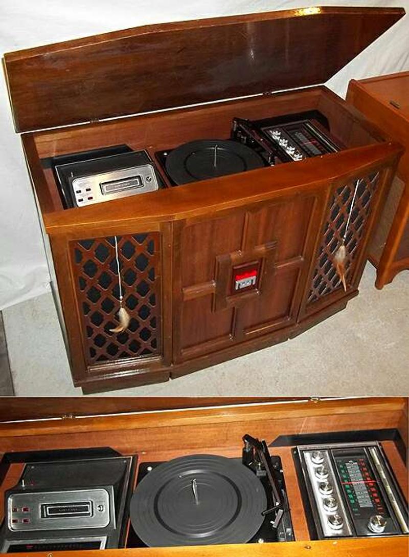 MORSE Electrophonic Solid State AMFM Console Stereo Turntable 8 Track