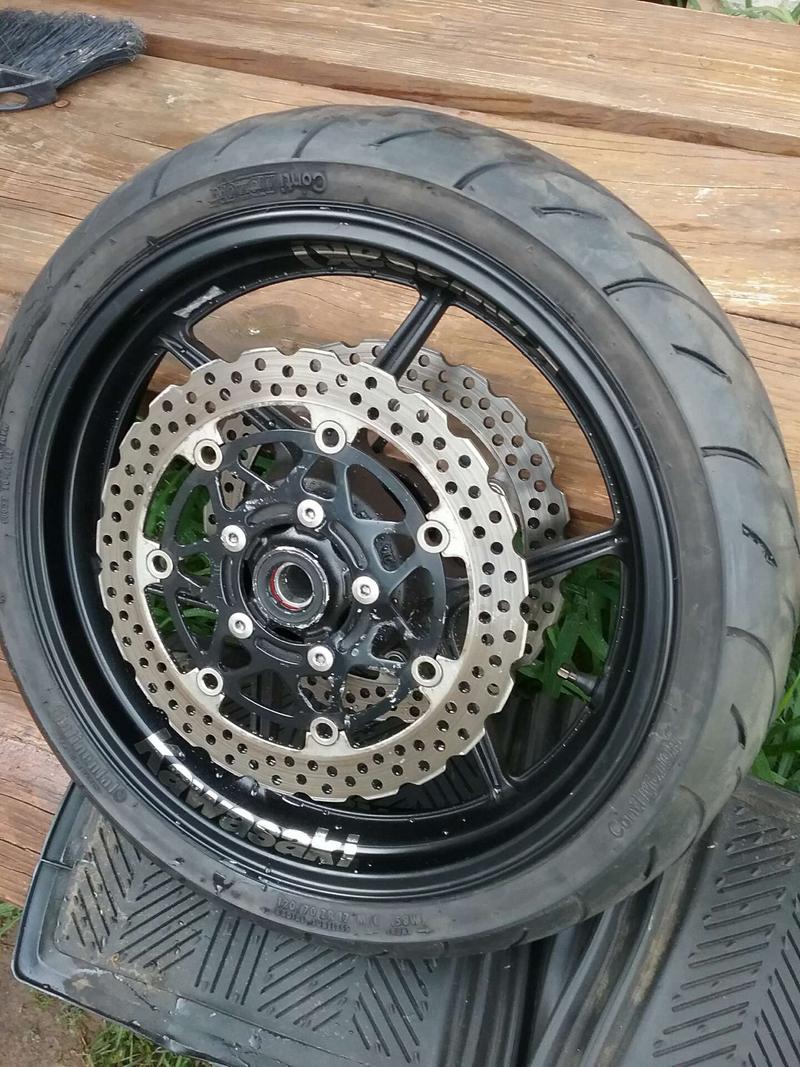 Kawasaki Racin' Motorcycle Rims and Tires with rotors, Front & Back for