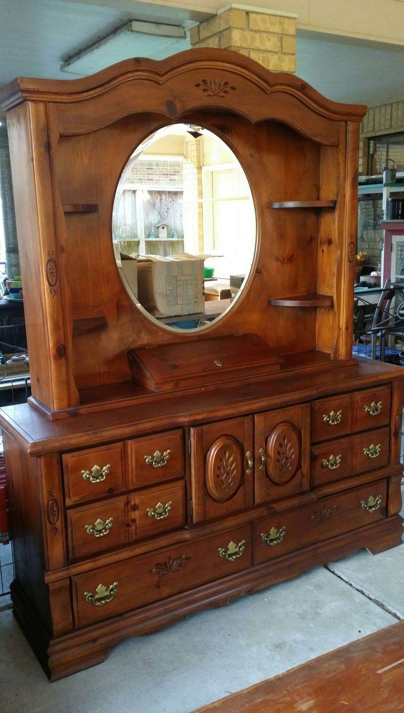 Pine Dresser with Hutch and Mirror for sale in Houston, TX 5miles