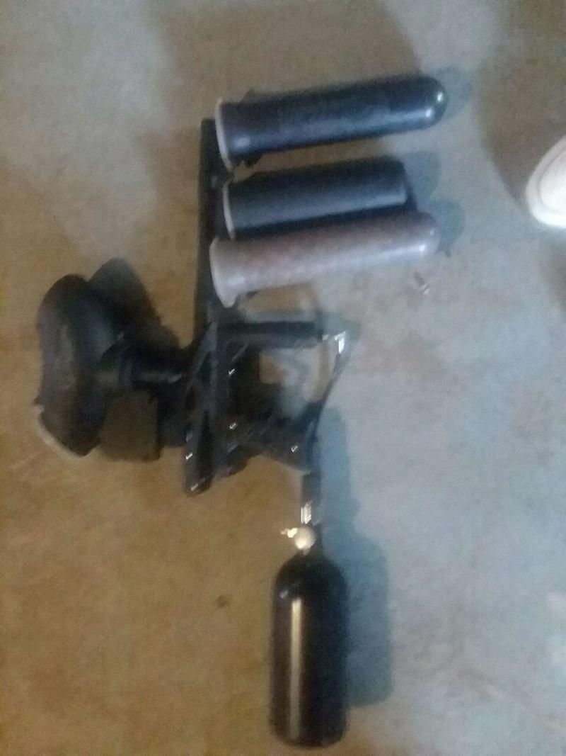My paint ball gun with co2 tank paintballs and a paintball expensive
