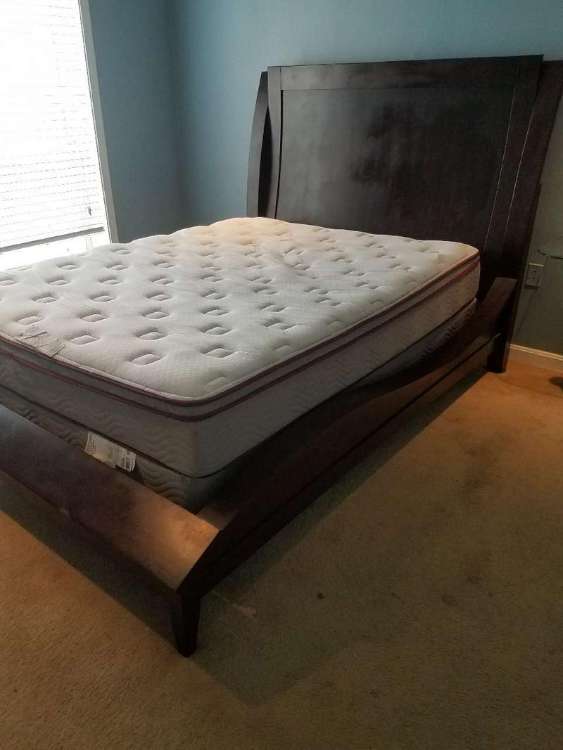 Brandnew wood sleigh bed frame w/ pillow top mattress and box spring