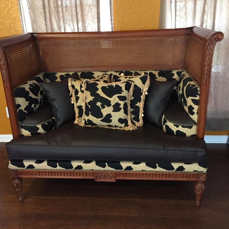 Large Vintage fully restored and recovered Cane Back Settee seat bench