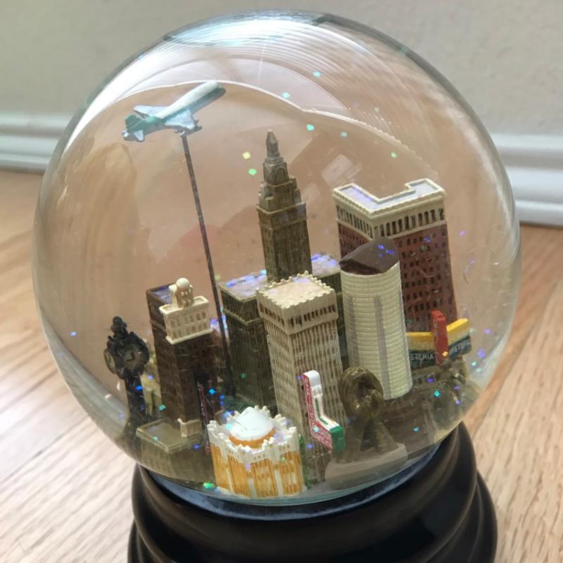Saks Fifth Avenue Snow Globe TULSA, OK w/ airplane (RETIRED) for sale