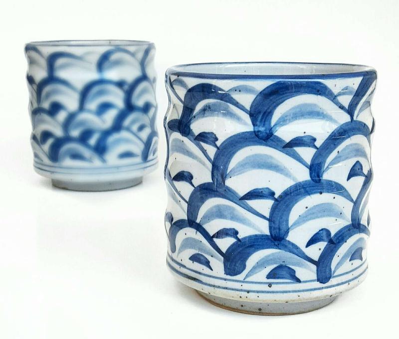 (2) Vintage Speckled Ceramic Japanese Drinking Glasses\/Tumblers Pottery Stonewar for sale in