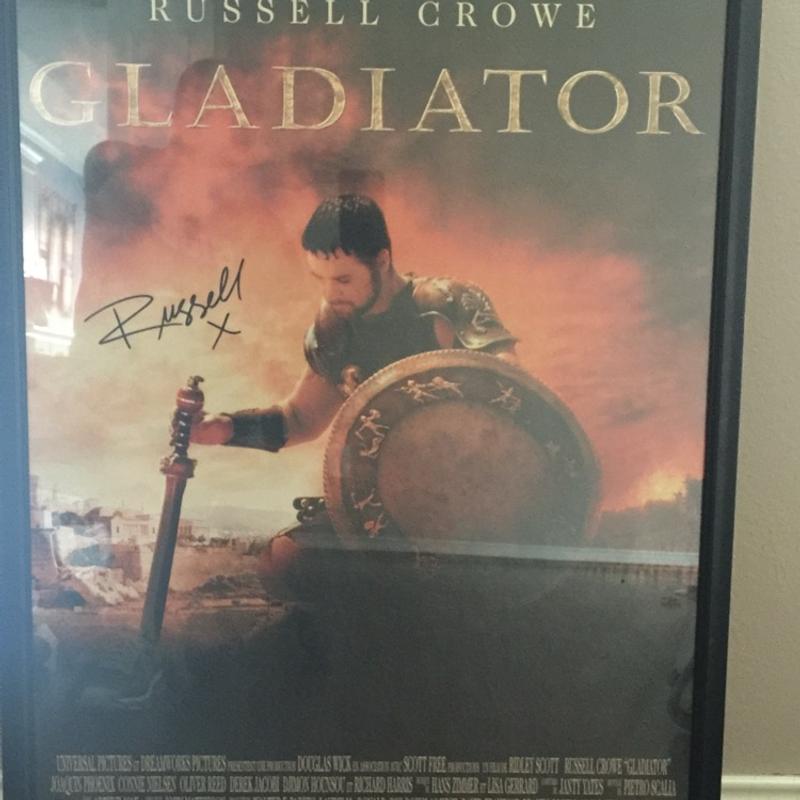 Russell Crowe Autographed Gladiator Movie Poster with COA for sale in