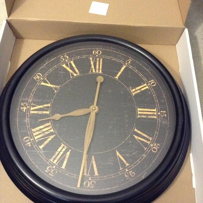 IKEA farm house large wall clock black 23" diameter metal clock for