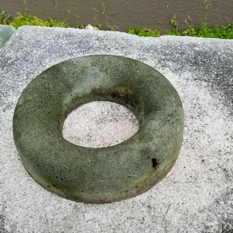 35EACH (1EACH) Concrete Donut Rings for Sprinkler Heads in a greenish finish for sale in