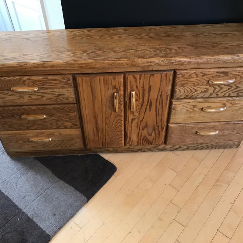 Arbek 6 Drawer 3 Shelf Solid Oak Dresser with Mirror for sale in