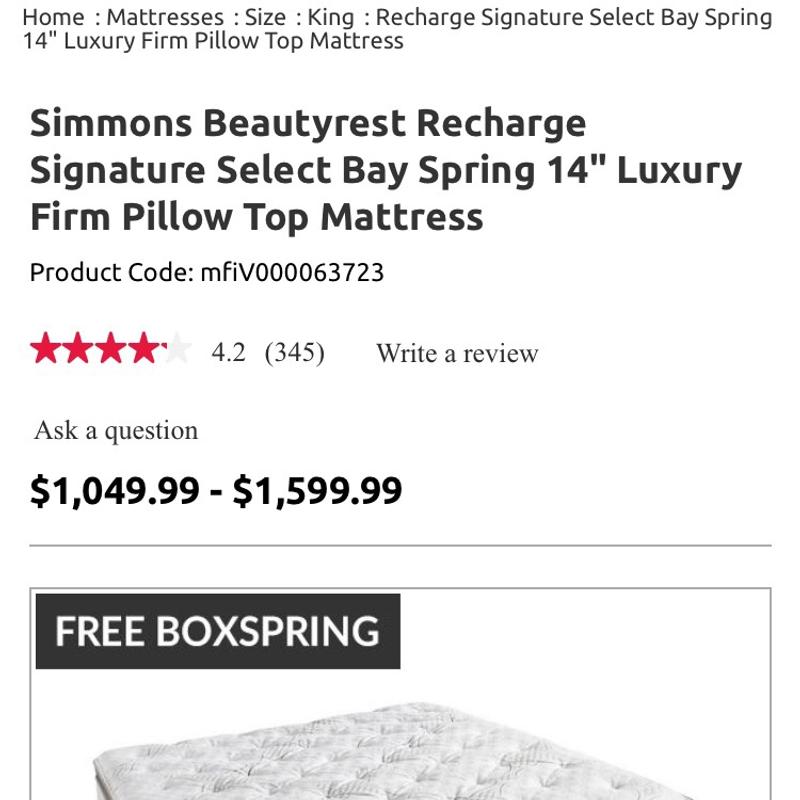 beautyrest recharge bay spring firm pillow top
