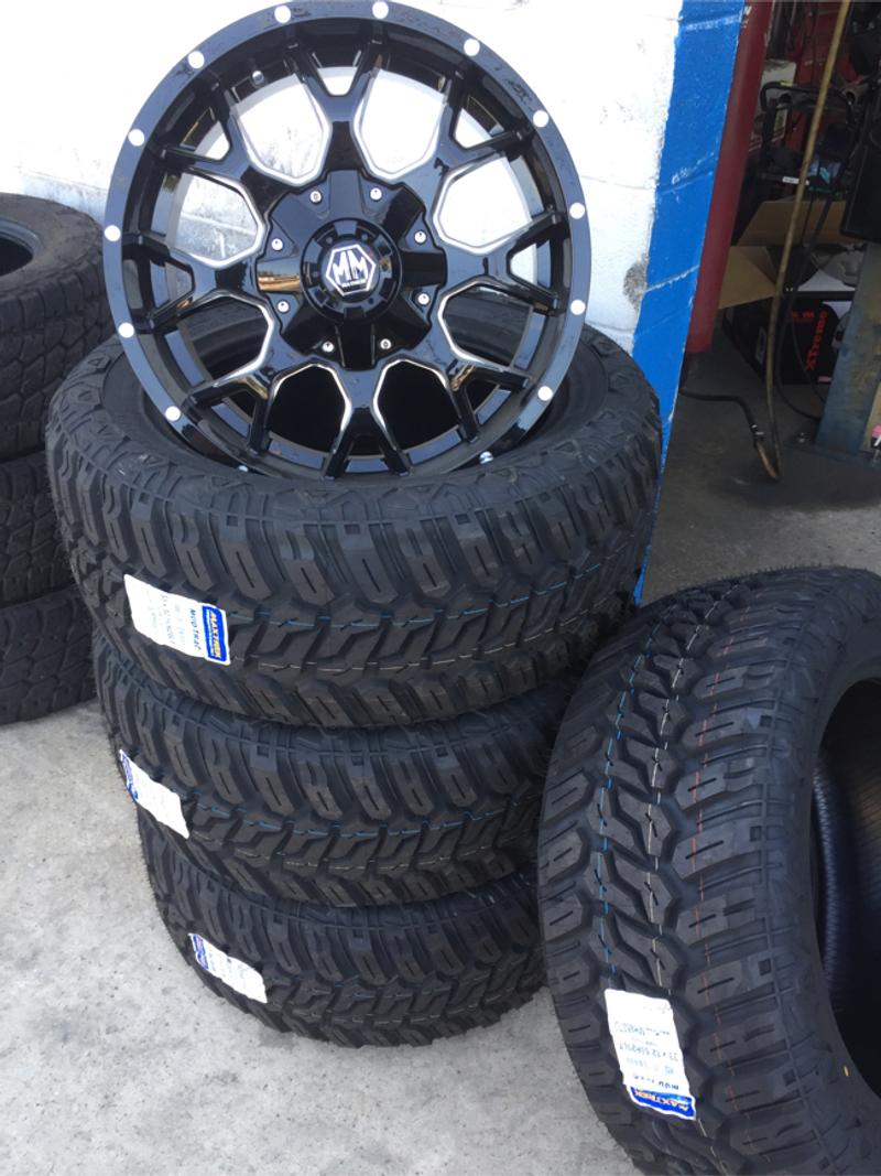 20 inch OffRoad rims w/ 33x12.50x20 Mud Terrain Tires for Chevy Ford ...