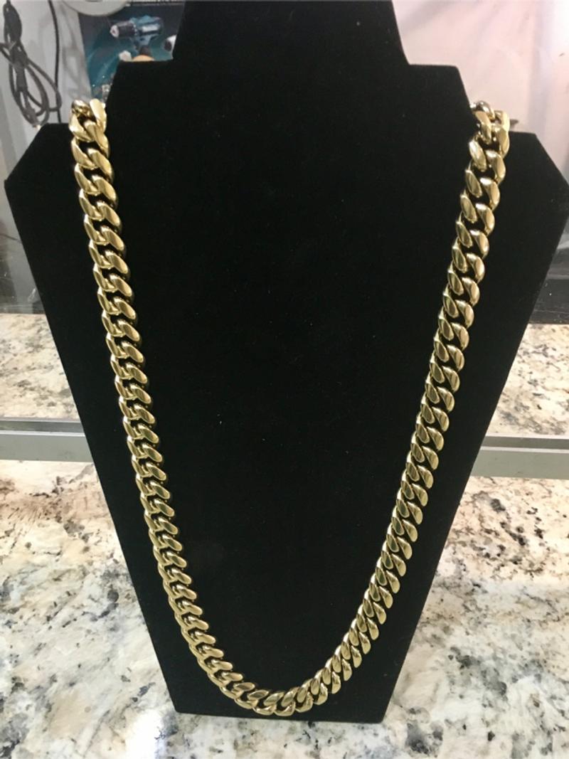 14KT Gold Miami Cuban Link Chain Set 