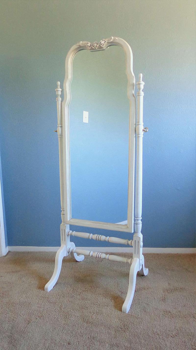 Ornate Full Length Cheval Mirror French Provincial Antiqued Cottage
