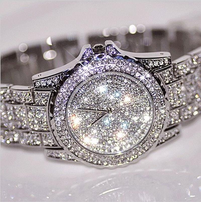 Luxury Bling Bling Fashion Jewelry Crystal Rhinestone Watches Steel