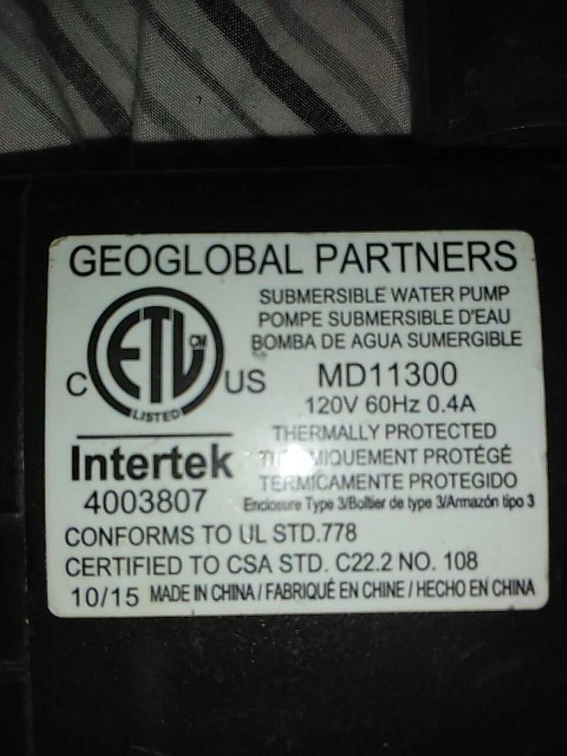 INTERTEK 4003807 SUBMERSIBLE WATER PUMP 