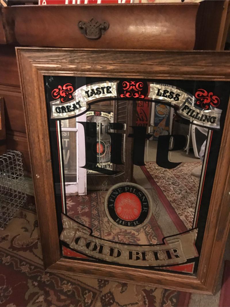 Beautiful vintage Miller light beer sign/mirror 3x29 in for sale in