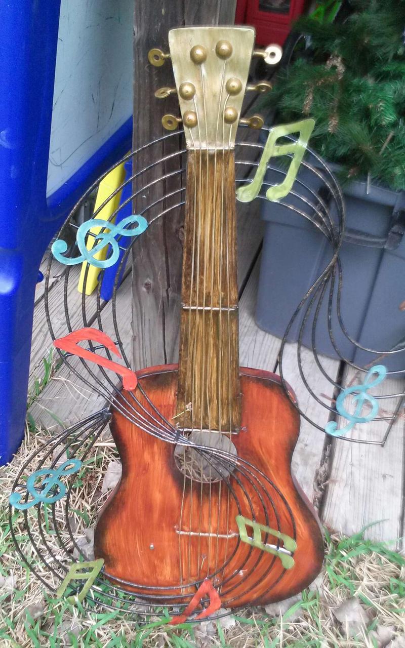 Metal Guitar wall art no holds cross-posted 33 x 22 in for sale in