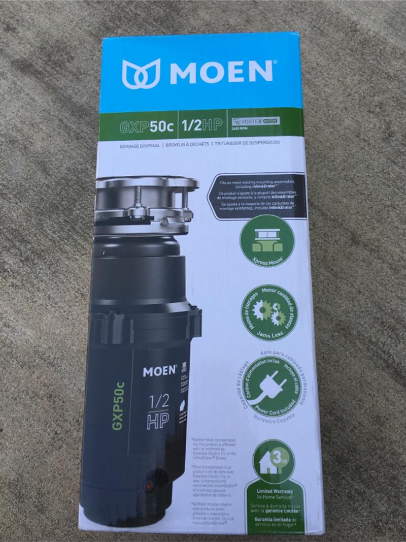 NEW Moen GXP50C GX PRO Series 1/2 hp Continuous Feed Garbage Disposal