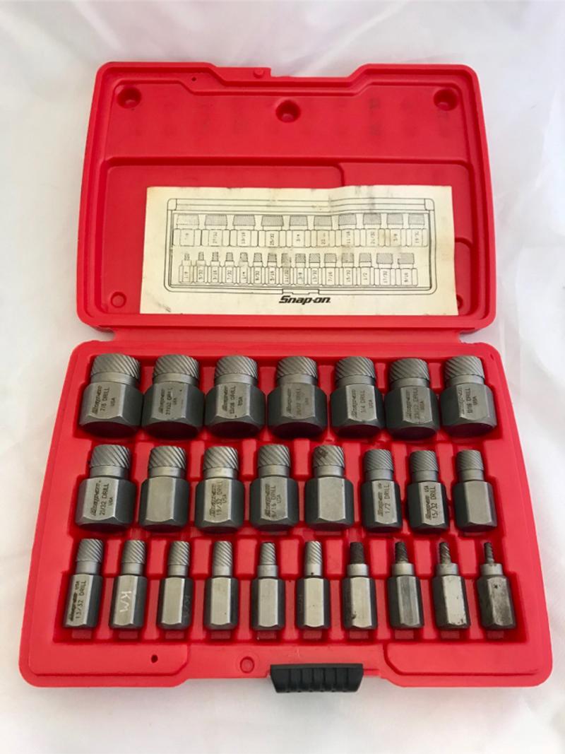 SnapOn Tools REX25B 25 Piece Screw Extractor Set 1/8” thru 7/8” for