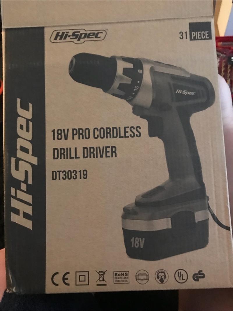 HiSpec 18V Pro Cordless Drill Driver Set With Drill Bits for sale in