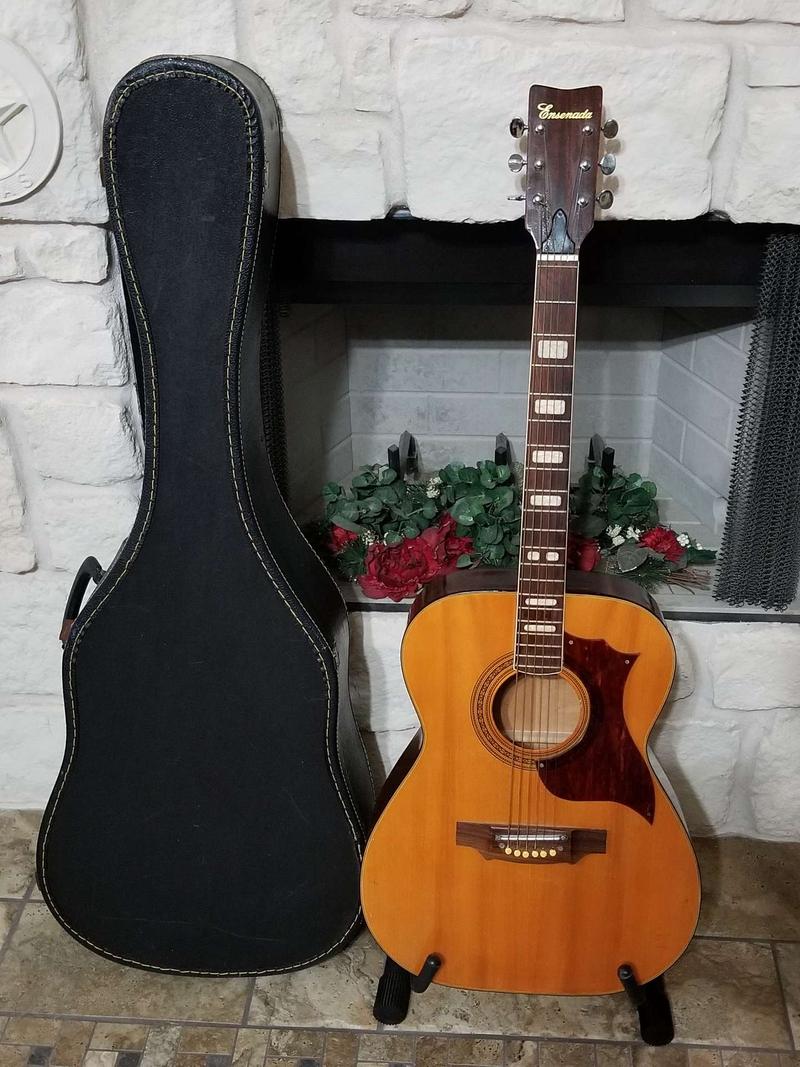 Vintage 1970's Ensenada Acoustic Guitar with Case Model FG43 for sale