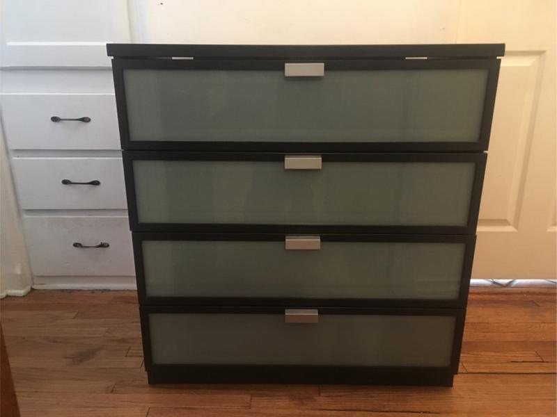IKEA Hopen 4 Drawer Dresser Chest with Frosted Glass Drawers and extra