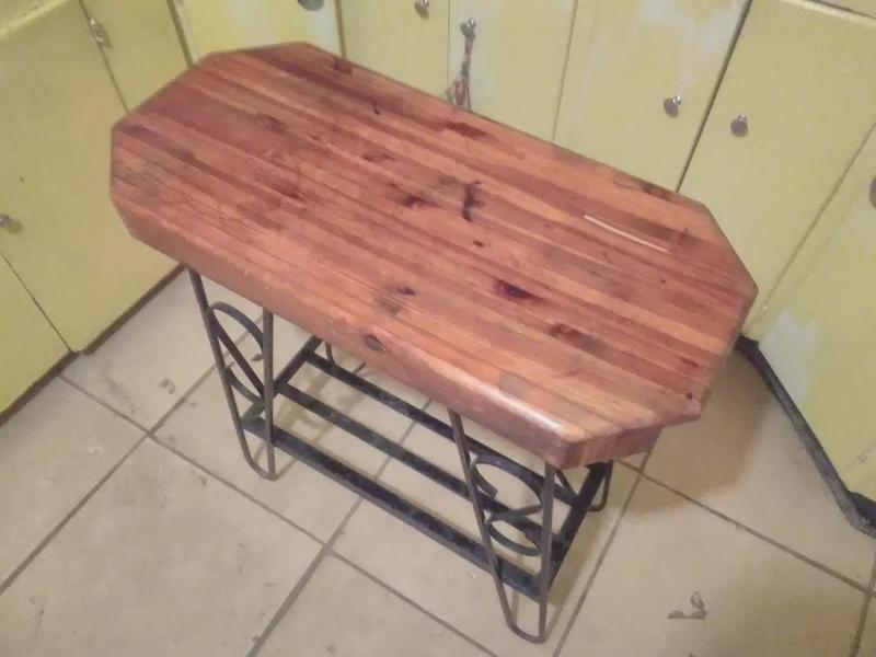 Antique butcher butchers block table small kitchen island prep area for