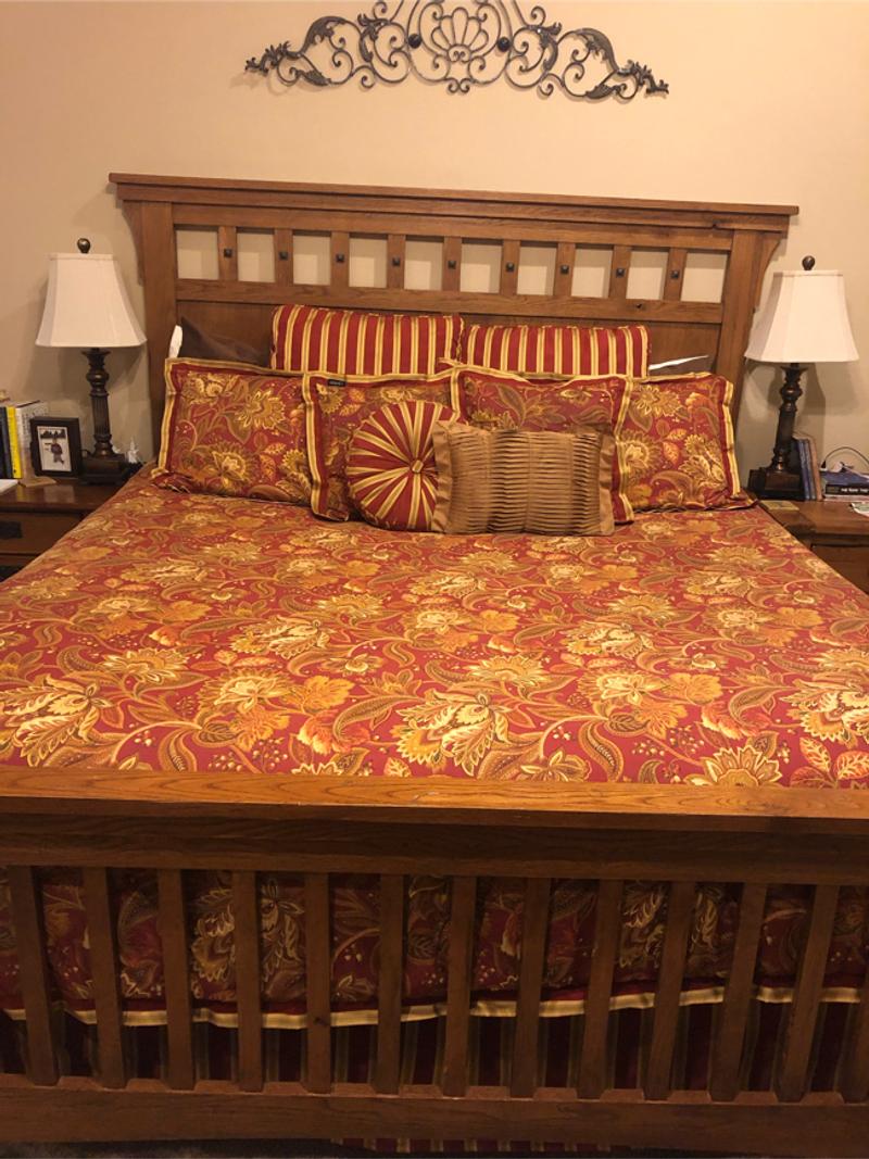 Solid Wood King Size Headboard, Footboard and Bedding for sale in Mansfield, TX 5miles Buy