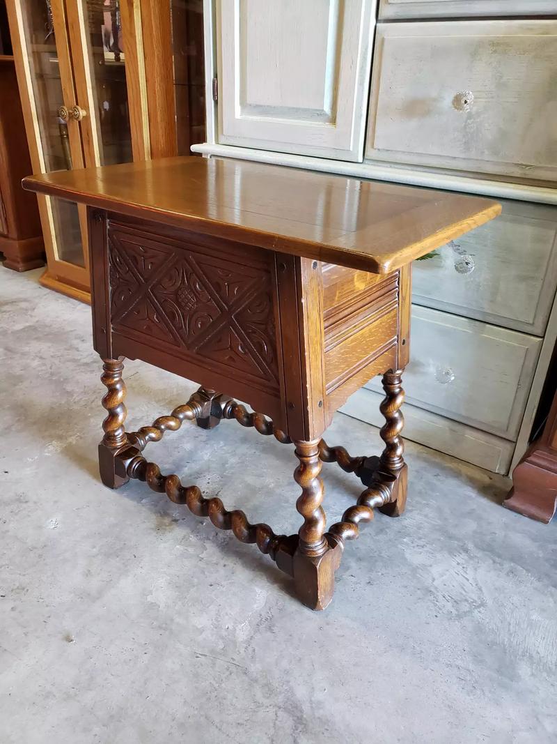Vintage Ornate Solid Oak Berkey & Gay Side Table for sale in Burleson