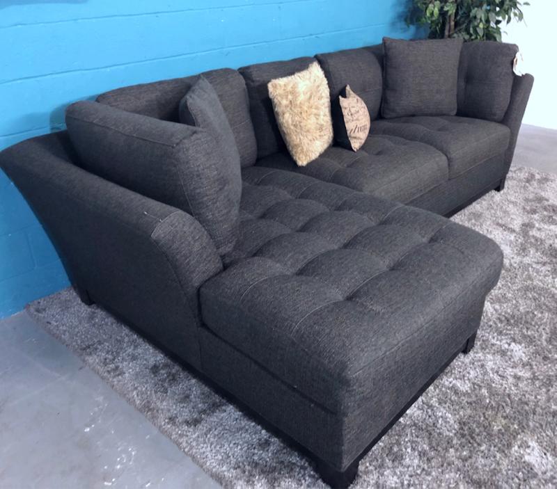 ***Cindy Crawford Metropolis Slate 2PC Sectional Sofa (Free Delivery