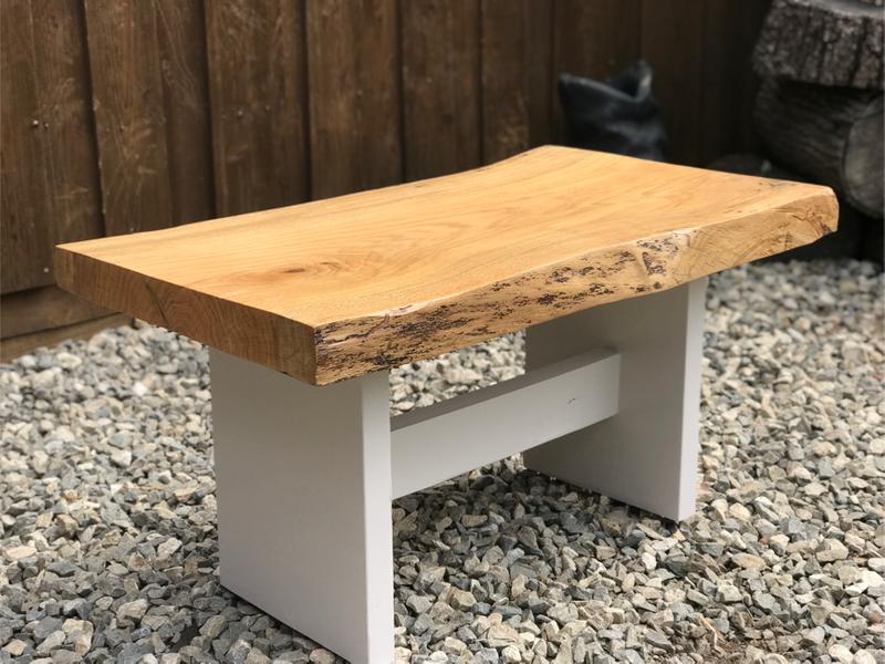 Solid small wood coffee table oak slab live edge entryway bench for