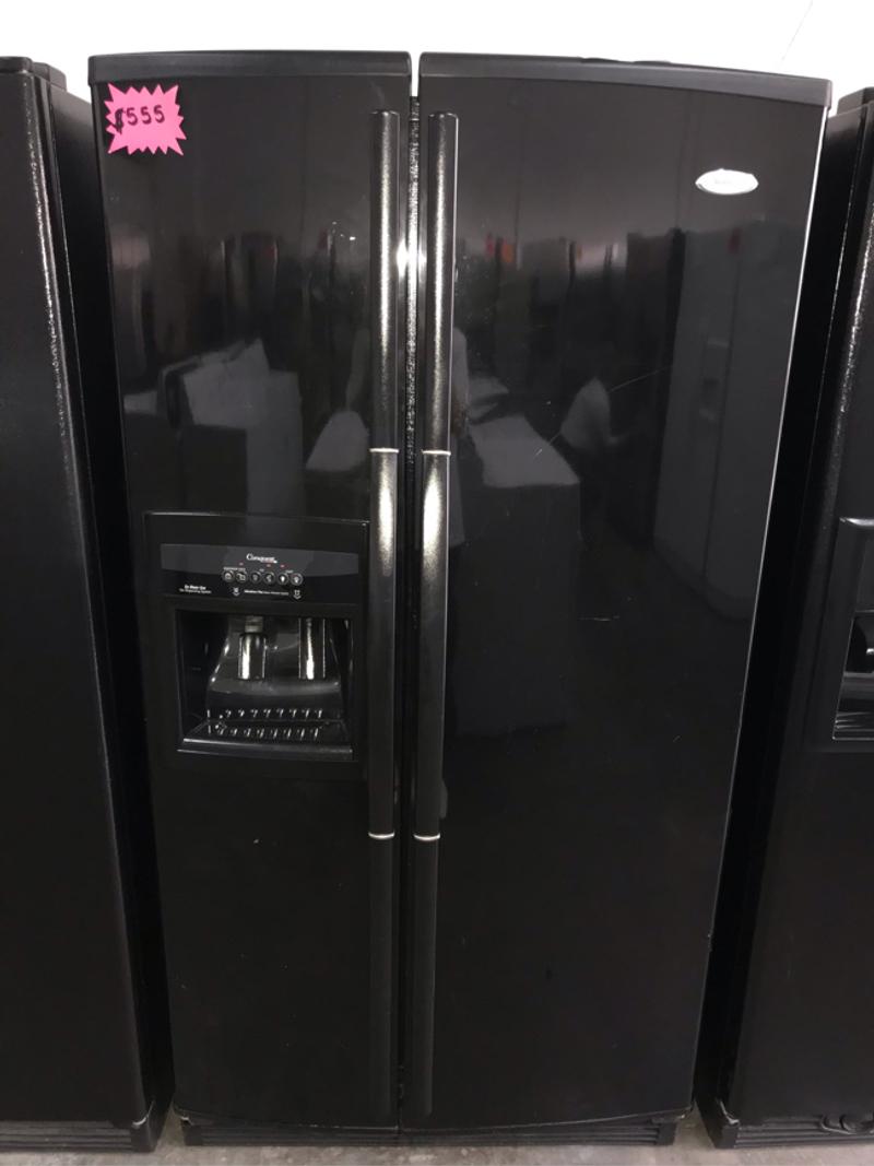 Shiny Black Whirlpool Refrigerator In Great Condition for sale in