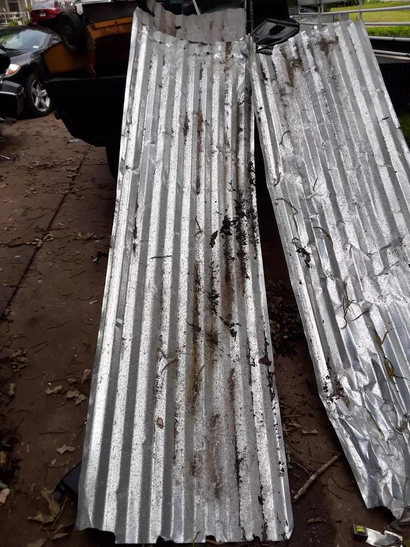 7 sheets of galvanized sheet metal 8ft by 2 1/5 ft. Used. 2 more are