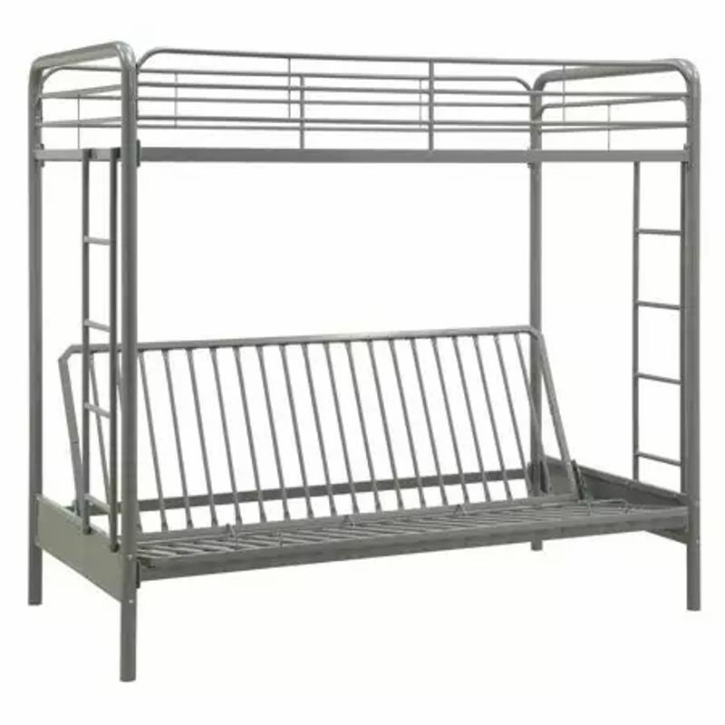 Grey twin over Futon metal bunk bed for sale in Dallas, TX 5miles