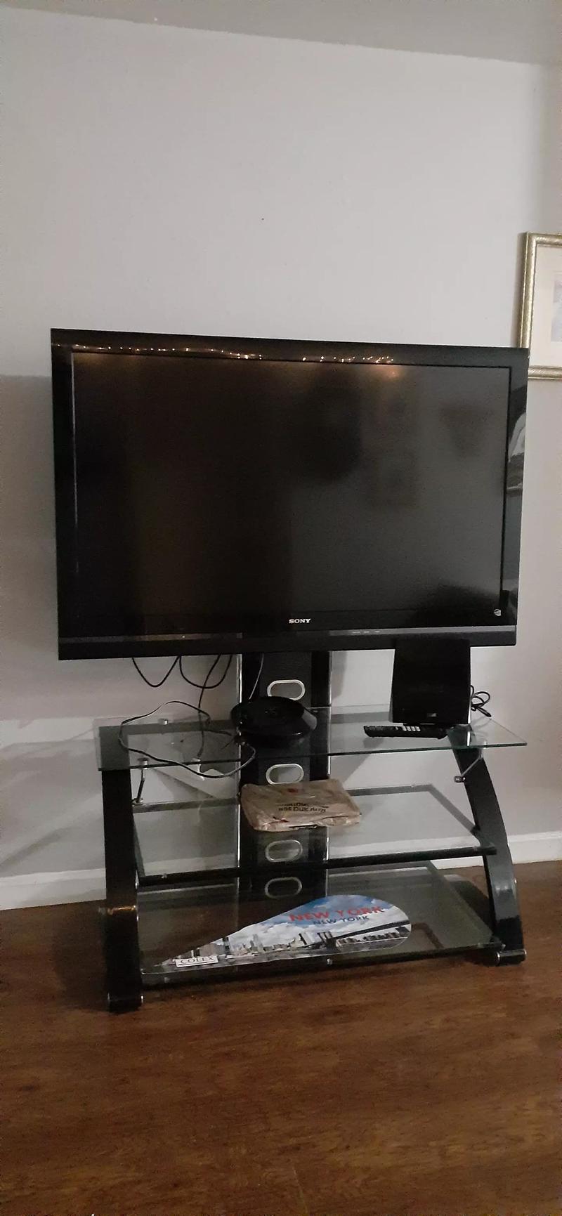 Sony Bravia 52 inch original remote tv stand original, tv stand glass