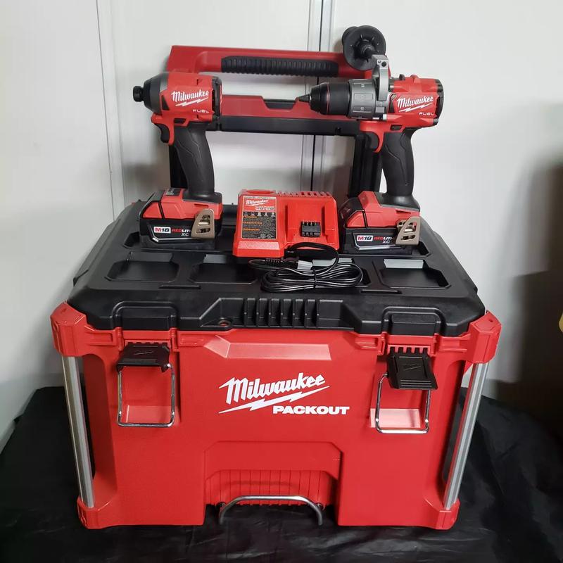 Milwaukee m18 fuel combo kit with rolling packout tool box for sale in