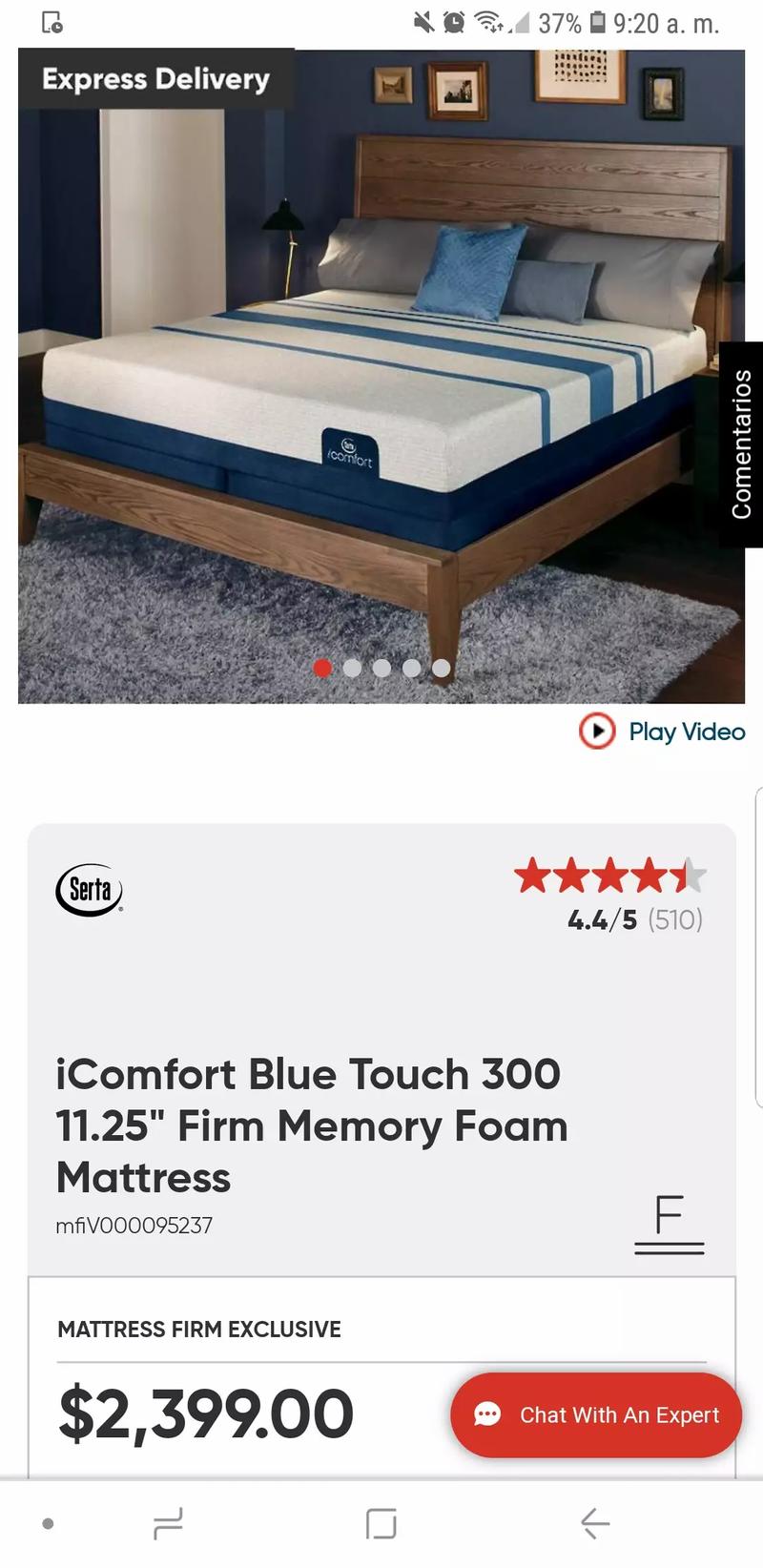 King Serta I comfort Temptouch blue mattress for sale in Carrollton, TX