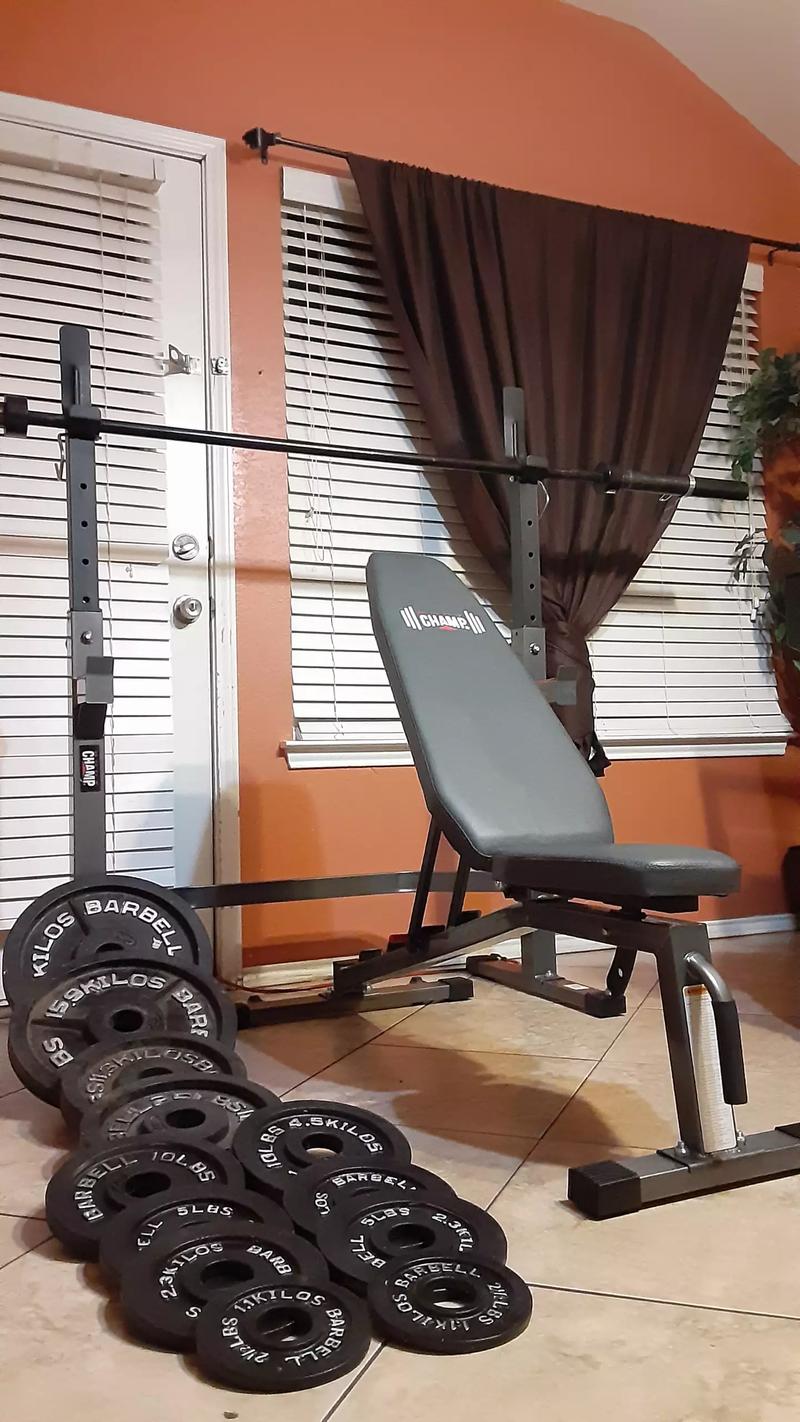 Squat rack bench press with weights and bar for sale in Fort Worth, TX